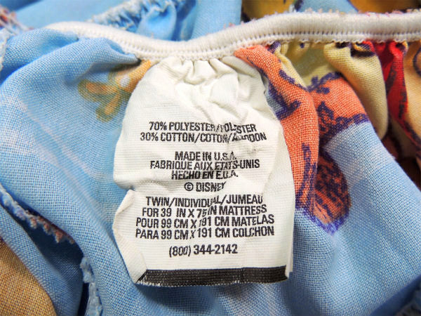 【くまのプーさん&ティガー】水色・クレヨンタッチ・ヴィンテージ・ユーズドシーツ(ボックスタイプ)