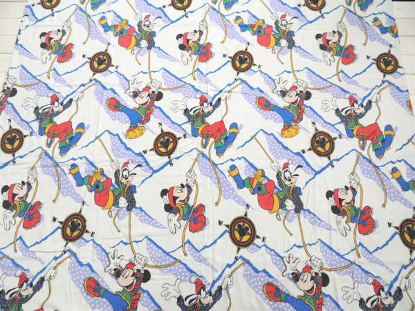 【ミッキーマウス&グーフィー】アイスクライミング柄・コットン・ユーズドシーツ(1/2)ディズニー