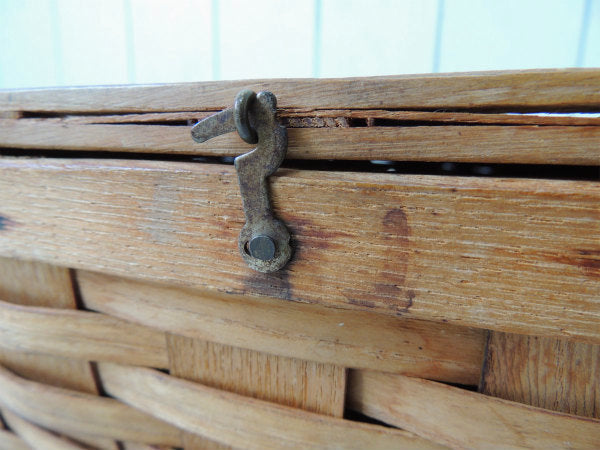 USA・木製・アンティーク・ピクニックバスケット/ウッドバスケット