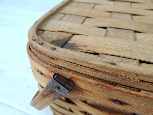 USA・木製・アンティーク・ピクニックバスケット/ウッドバスケット