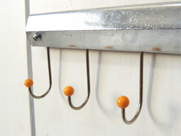 レトロデザイン・木製×メタル製・壁掛け式・ヴィンテージ・ウォールフック・壁掛けフック・6連フック