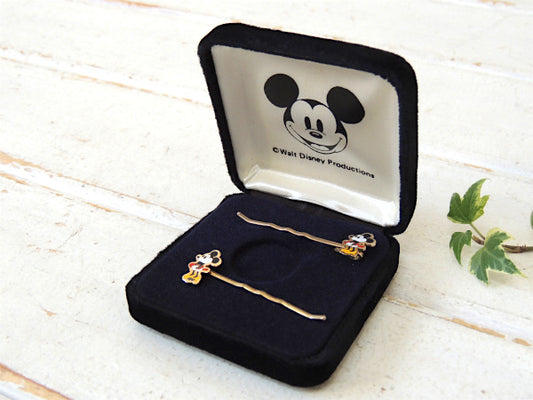 ミニーマウス ディズニー ゴールドトーン ヴィンテージ ヘアピン ヘアアクセサリー ピン留め USA
