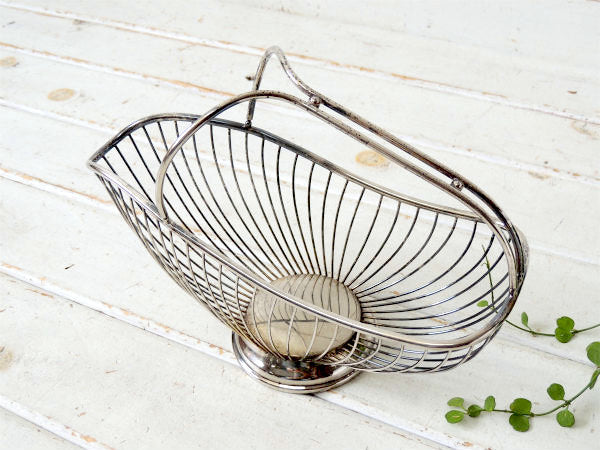 イタリア製・シルバープレート・ヴィンテージ・ワインバスケット/ボトルスタンド/ワインパニエ