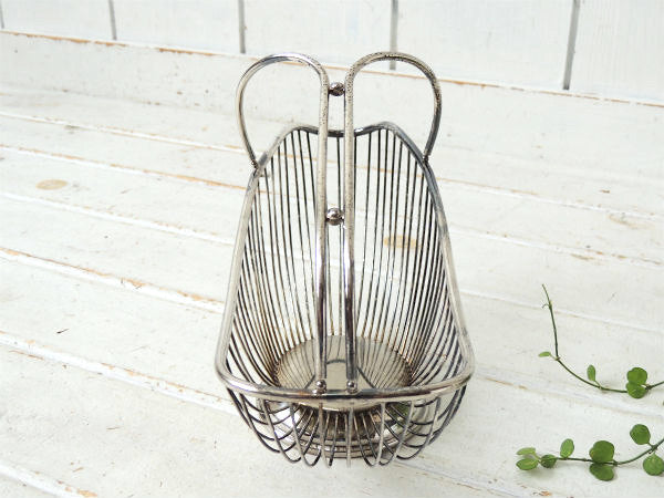 イタリア製・シルバープレート・ヴィンテージ・ワインバスケット/ボトルスタンド/ワインパニエ