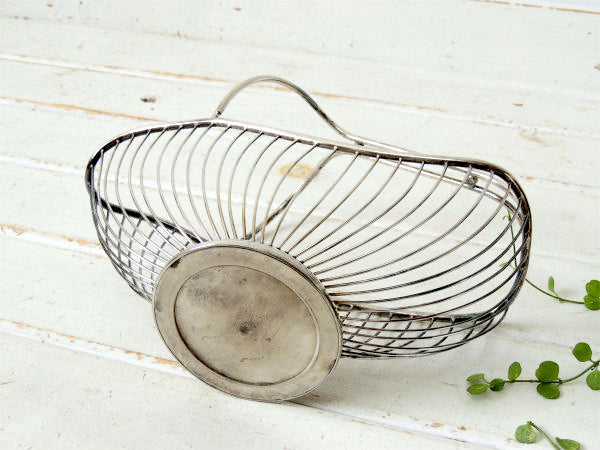 イタリア製・シルバープレート・ヴィンテージ・ワインバスケット/ボトルスタンド/ワインパニエ