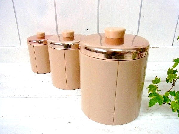 ランズバーグ社 ポット&フラワー柄・アンティーク・キャニスター3個セット・USA・キッチン雑貨