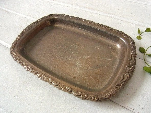 花柄モチーフのノベルティ・金属製・ヴィンテージ・トレイ/マネートレイ USA