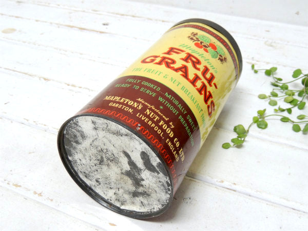 【Fru Grains】イギリス製・フルーツ柄・シリアル・50'sヴィンテージ・ティン缶/ブリキ缶