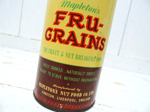 【Fru Grains】イギリス製・フルーツ柄・シリアル・50'sヴィンテージ・ティン缶/ブリキ缶