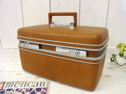 【Samsonite×Sears】サムソナイト・黄土色・ヴィンテージ・メイクボックス/コスメボックス