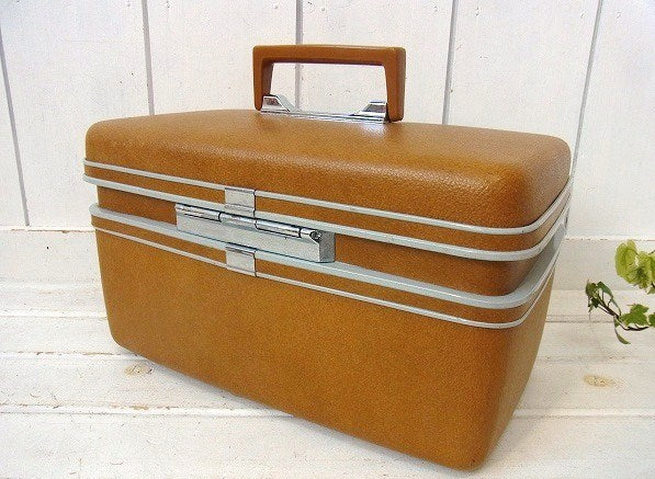 【Samsonite×Sears】サムソナイト・黄土色・ヴィンテージ・メイクボックス/コスメボックス