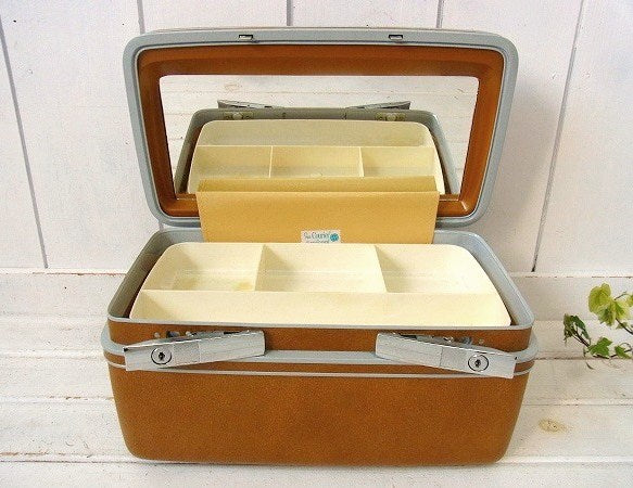 【Samsonite×Sears】サムソナイト・黄土色・ヴィンテージ・メイクボックス/コスメボックス