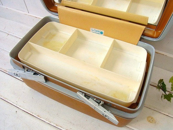 【Samsonite×Sears】サムソナイト・黄土色・ヴィンテージ・メイクボックス/コスメボックス