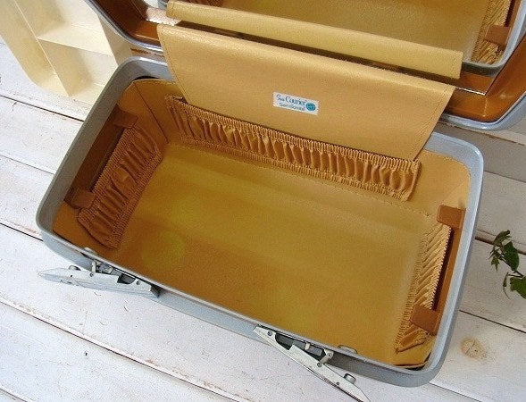 【Samsonite×Sears】サムソナイト・黄土色・ヴィンテージ・メイクボックス/コスメボックス