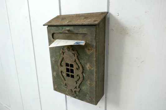 US ゴールドトーン ダイアモンド スタッズ 真鍮製 アンティーク メールボックス 郵便受け ポスト