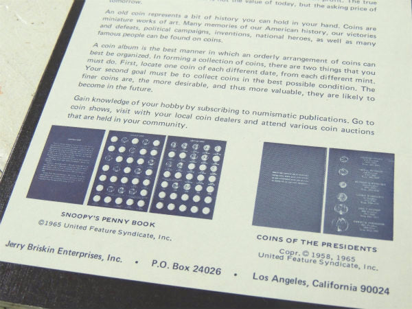 【SNOOPY】スヌーピー・1965年製・デッドストック・ヴィンテージ・コインコレクション本