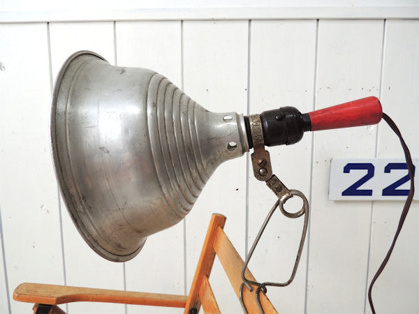 【VICTOR】木製ハンドル・ブリキ製・ヴィンテージ・クリップライト/ポータブルランプ/照明