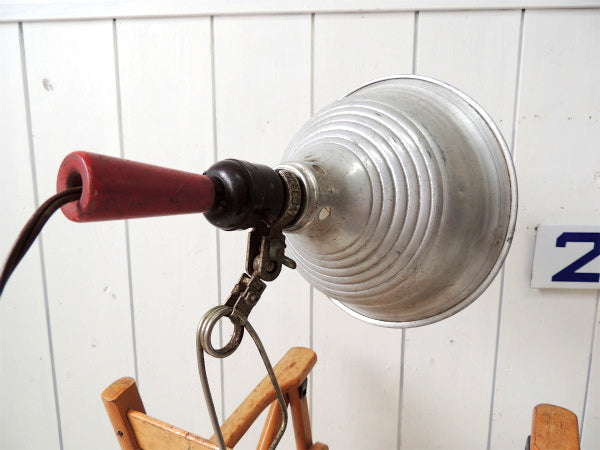 【VICTOR】木製ハンドル・ブリキ製・ヴィンテージ・クリップライト/ポータブルランプ/照明