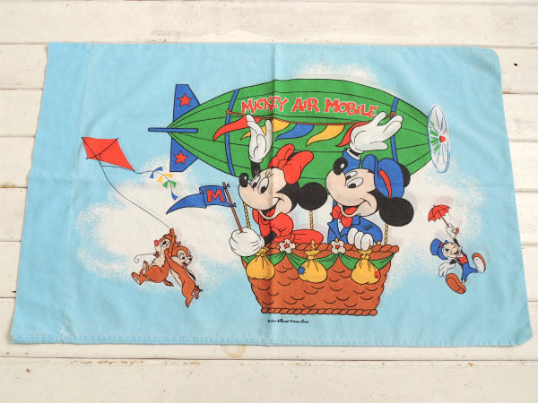 ミッキー&ミニー ディズニー 飛行船柄 ヴィンテージ ピロケース 枕カバー USA