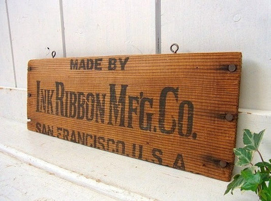 インクリボンの木箱・ヴィンテージ・ウッドプレート/木製サイン　USA