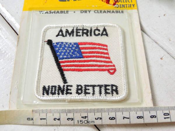 星条旗・フラッグ アメリカよりよい国はない・メッセージ・ビンテージ・ワッペン・刺繍・デッドストック