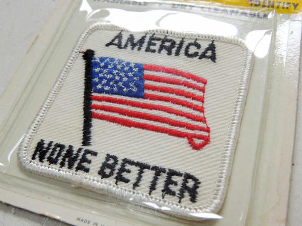 星条旗・フラッグ アメリカよりよい国はない・メッセージ・ビンテージ・ワッペン・刺繍・デッドストック