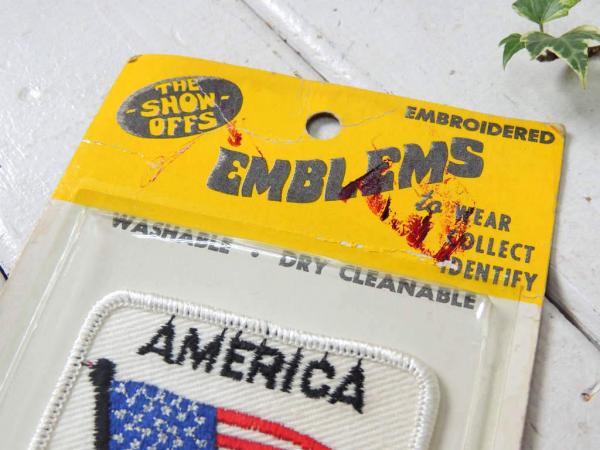 星条旗・フラッグ アメリカよりよい国はない・メッセージ・ビンテージ・ワッペン・刺繍・デッドストック