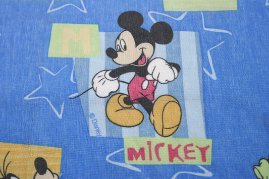 ミッキー ドナルドダック グーフィー 星 パネル柄 ヴィンテージ ユーズドシーツ(フラットタイプ)
