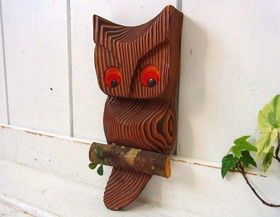 木製のフクロウ・ヴィンテージ・壁飾り/ウォールデコ USA