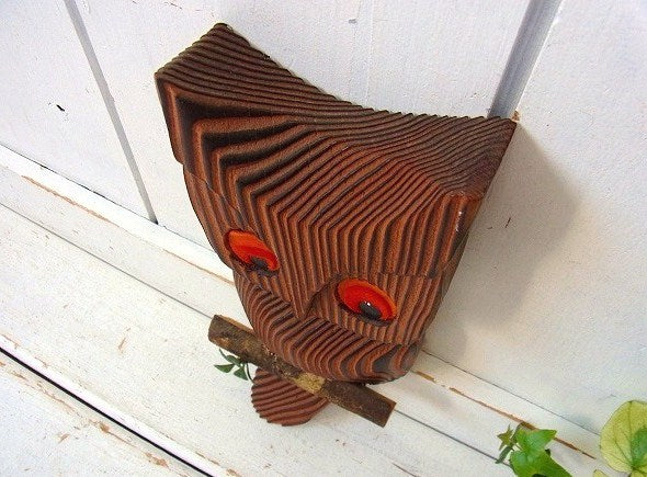 木製のフクロウ・ヴィンテージ・壁飾り/ウォールデコ USA