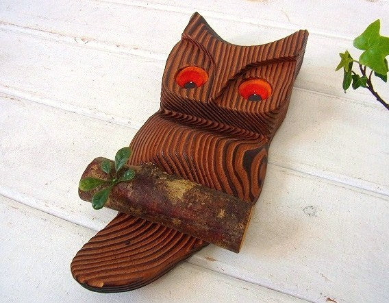 木製のフクロウ・ヴィンテージ・壁飾り/ウォールデコ USA