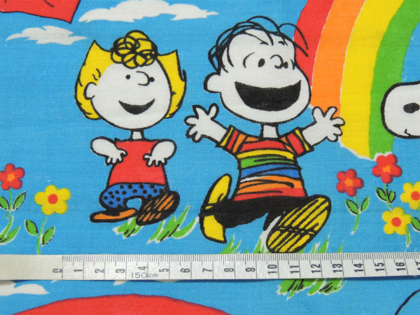 【スヌーピー】ピーナッツの仲間・レインボー柄・60'sヴィンテージ・カーテン/生地 USA