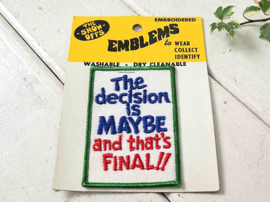 ファイナルアンサー!! 1970s・メッセージ・ヴィンテージ・ワッペン・刺繍・デッドストック