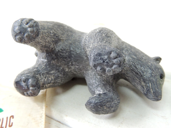 【WE Wolf】ハンドメイド彫刻・ソープストーン製・ヴィンテージ・熊/ペーパーウェイト/置物