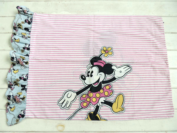 【ミニーマウス】可愛いフリル付き・ヴィンテージ・ピロケース/枕カバーUSA