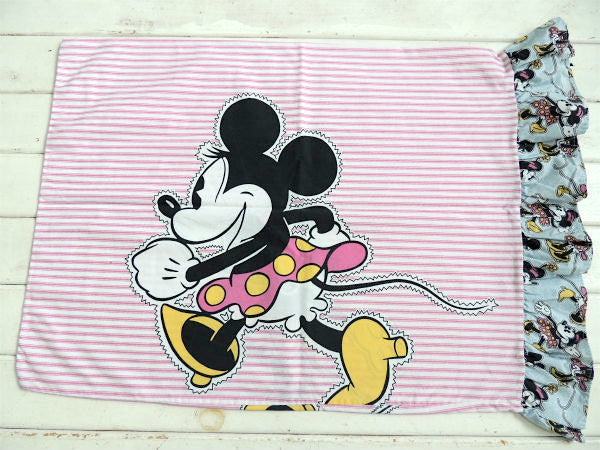 【ミニーマウス】可愛いフリル付き・ヴィンテージ・ピロケース/枕カバーUSA