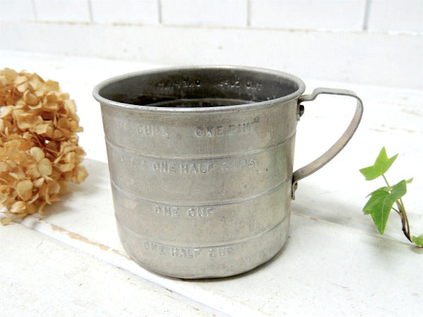 2Cupサイズ・ アルミ製・ヴィンテージ・メジャーリングカップ/計量カップ/アルミコップ USA