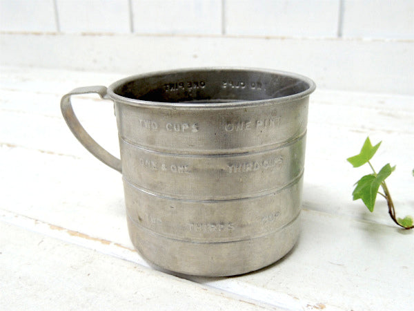 2Cupサイズ・ アルミ製・ヴィンテージ・メジャーリングカップ/計量カップ/アルミコップ USA