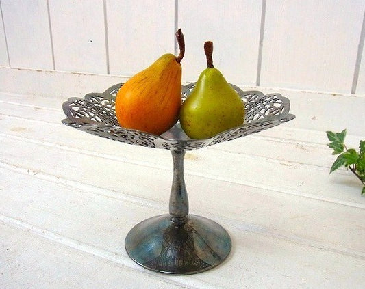 Lovelace シルバー製 50’s アンティーク コンポート 皿 脚付き トレイ USA