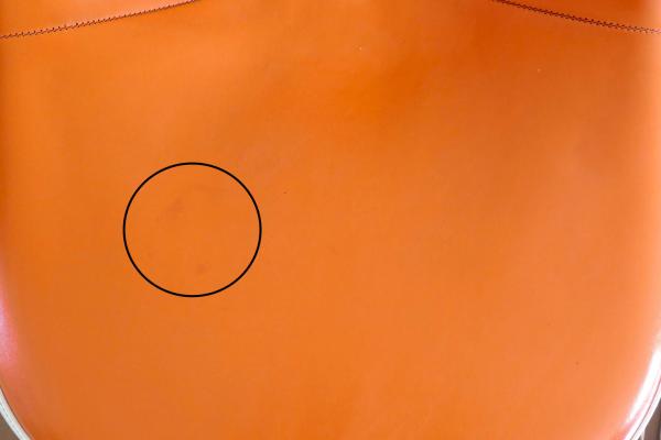 ハーマンミラー・イームズ・オレンジ・レザー製・ヴィンテージ・サイドシェルチェア・コントラクトベース