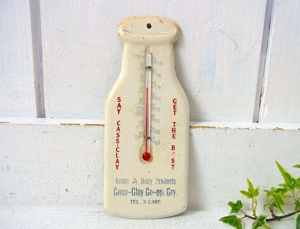 【Grade A Dairy・ミルク・ボトル型】 アドバタイジング・アンティーク・温度計