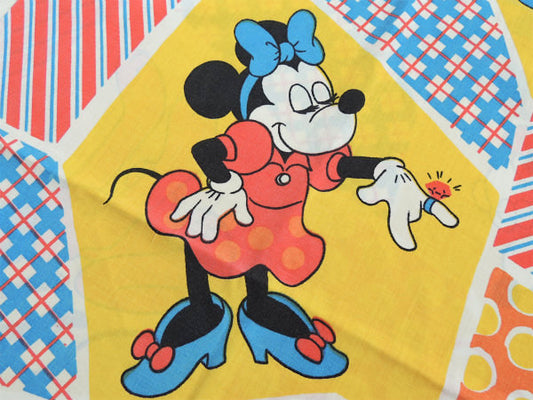 【ミッキー&ミニー】オールドミッキー・パッチワーク柄・ヴィンテージ・ピロケース/枕カバー