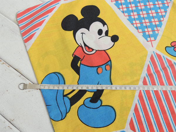【ミッキー&ミニー】オールドミッキー・パッチワーク柄・ヴィンテージ・ピロケース/枕カバー