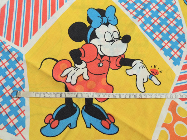 【ミッキー&ミニー】オールドミッキー・パッチワーク柄・ヴィンテージ・ピロケース/枕カバー