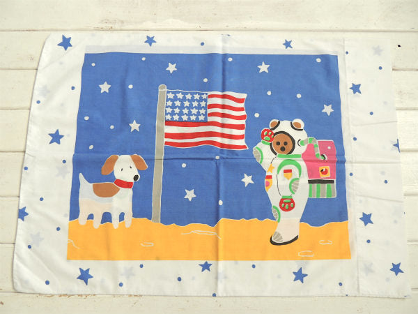 【GEAR BEAR】宇宙服&星条旗柄・ギアベア・ヴィンテージ・ピロケース/枕カバー USA