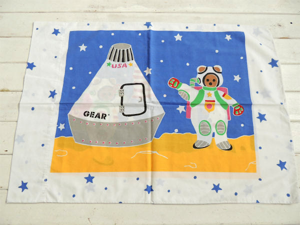 【GEAR BEAR】宇宙服&星条旗柄・ギアベア・ヴィンテージ・ピロケース/枕カバー USA