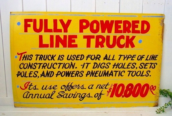 特大サイズ・厚紙製・トラックのヴィンテージ・サイン/看板/カードボード/サインボード