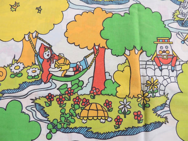 赤ずきん&3匹のこぶた&ハンプティダンプティのおとぎ話柄・ヴィンテージ・ピロケース/枕カバー