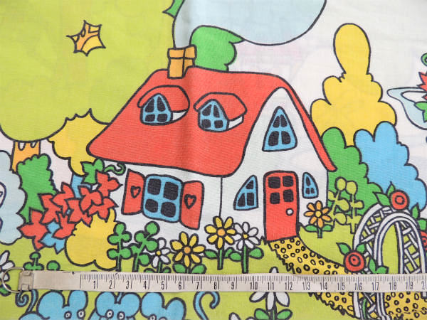 赤ずきん&3匹のこぶた&ハンプティダンプティのおとぎ話柄・ヴィンテージ・ピロケース/枕カバー