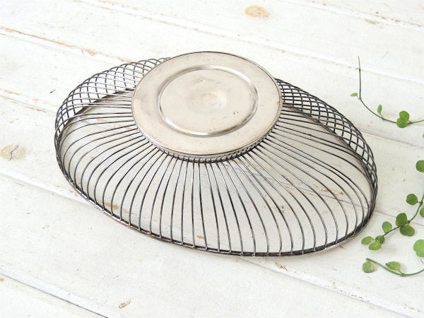 イタリア製・シルバープレート・オーバル型・ヴィンテージ・ワイヤーバスケット/ブレッドバスケット